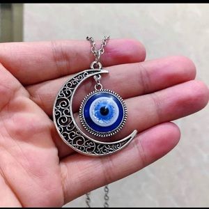 Moon evil eye necklace